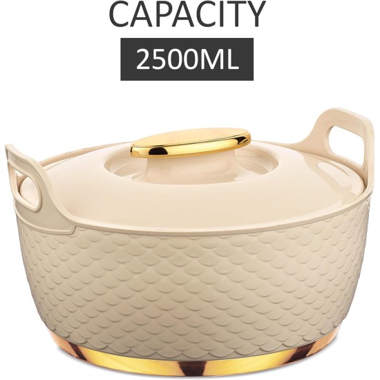 ASIAN Casserole Majestic Gold Stainless Steel Insulated Hotpot (BEIGE, 2500ML)