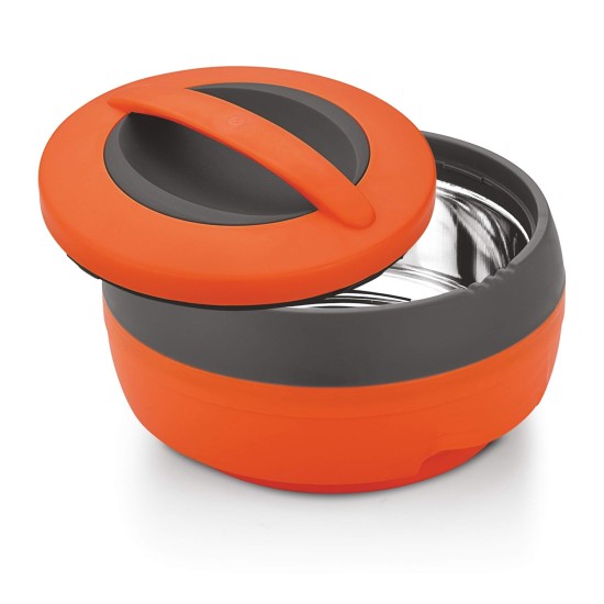 Asian Cosmos Inner Steel Casserole, 2500 ml, Orange|PU Insulated| BPA Free | Odour Proof| Food Grade | Easy to Carry | Easy to Store | Ideal for Chapatti | Roti | Serving Casserole