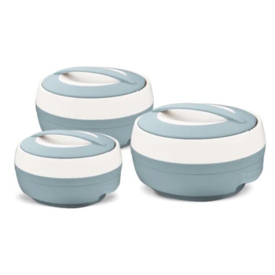 Asian Cosmos Insulated Casserole | Set of 3 Pcs ,600ML, 100ML, 1500ML  - BLUE 