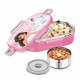 ASIAN Hot Meal Locker Kids Lunch Box With SPOON (Pink, Stainless Steel), 500 milliliter