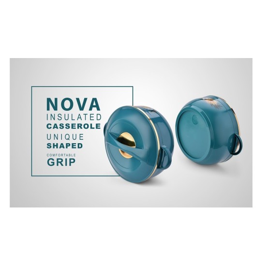 Asian Nova Inner Steel Casserole, 1600 ml, BLUE |PU Insulated| BPA Free | Odour Proof| Food Grade | Easy to Carry | Easy to Store | Ideal for Chapatti | Roti | Serving Casserole