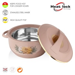 Asian Nova Inner Steel Casserole, 7500 ml, Rose Beige |PU Insulated| BPA Free | Odour Proof| Food Grade | Easy to Carry | Easy to Store | Ideal for Chapatti | Roti | Serving Casserole