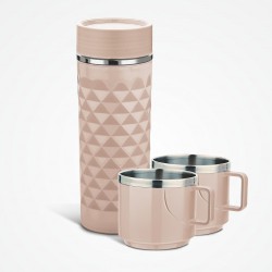 Asian Orion Combo Set| Flask & 2 cups | BEIGE