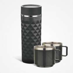 Asian Orion Combo Set| Flask & 2 cups | Black