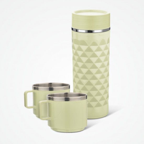 Asian Orion Combo Set| Flask & 2 cups | PARROT GREEN