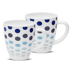 Larah by BOROSIL Polka Blue 390 ml Mug Set of 2, Microwave Safe, Chip Resistant, Blue (Opalware)