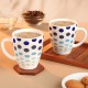 Larah by BOROSIL Polka Blue 390 ml Mug Set of 2, Microwave Safe, Chip Resistant, Blue (Opalware)