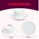 Larah by Borosil Belle Opalware Cup and Saucer Set of 12 pcs | Tea/Coffee Cups 140 ml | Microwave & Dishwasher Safe | Bone-Ash Free | Crockery Set Ideal for Daily Use & Gifting, White