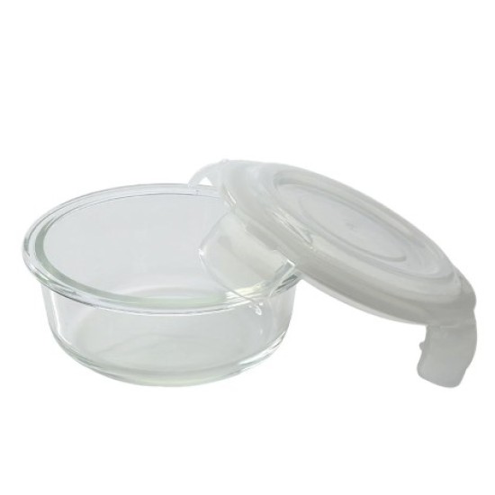 Borosil Blue Glass Lunchbox, Round x 2 (Tall)