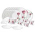 Larah by Borosil Nargis Fluted Series Opalware Floral Dinner Set | 27 Pieces for Family of 6 | Microwave & Dishwasher Safe | Bone-Ash Free | Crockery Set for Dining & Gifting | Plates & Bowls | White