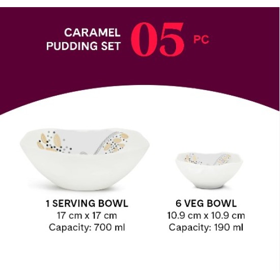 Larah by Borosil Caramel Pudding Set