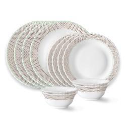 Larah by Borosil Waltz Fluted Series Opalware Dinner Set | 12 Pieces for Family of 4 | Microwave & Dishwasher Safe | Bone-Ash Free | Crockery Set for Dining & Gifting | Plates & Bowls | White