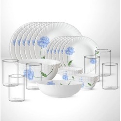 Larah by Borosil Blue Mist Dinner Set, 27pc set