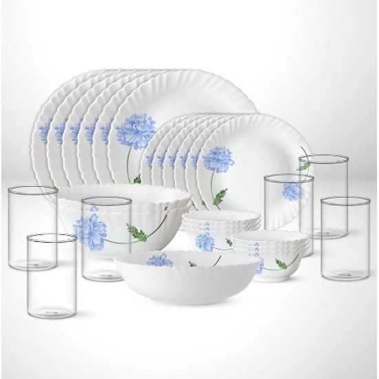 Larah by Borosil Blue Mist Dinner Set, 27pc set