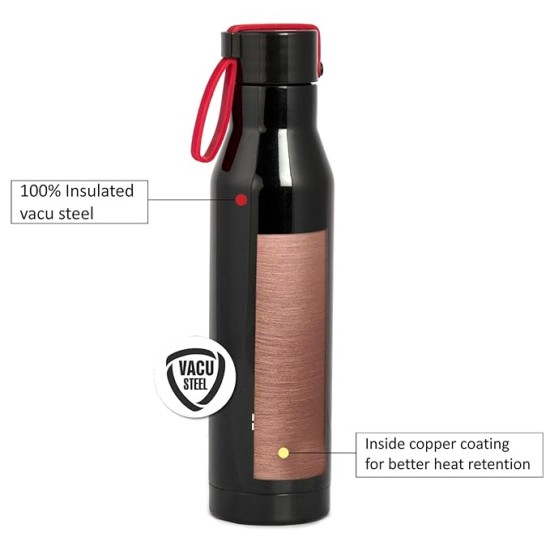 Cello Maestro Thermosteel Flask, 550ml, Black | 24 Hours Hot and Cold Stainless Steel Bottle 