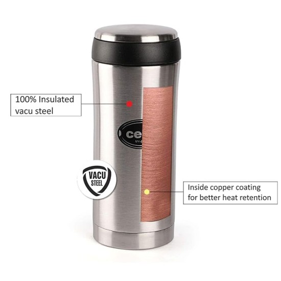 Cello My Cup Stainless Steel Water Bottle 350ml- Silver