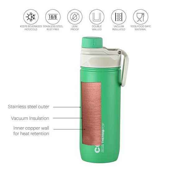 Cello Pop Vacuum Insulated Flask Hot and Cold Water Bottle 600ml