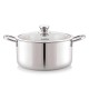 CELLOTri-Ply 28 cm Stainless Steel Cookware Casserole, 8.3 LTR | Tri-Ply Bottom Casserole with Glass Lid | Induction and Gas Stove Friendly | for Biryani/Pulao/Halwa/Curries | Silver