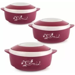 CELLO CHERISH Pack of 3 Thermoware Casserole Set maroon Pack of 3 Cook and Serve Casserole  (500 ml, 1000 ml, 1500 ml)