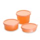 Cello MF Club Polypropylene Container | Airtight Container | Easy to Carry & Food Grade Plastic | Dishwasher & Microwave Safe | Set of 3, Peach