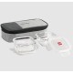 Cello Lunch Box - Delighta, Borosilicate Glass, Square, Clear, With Jacket, Microwave Safe, 320 ml (Set of 2)