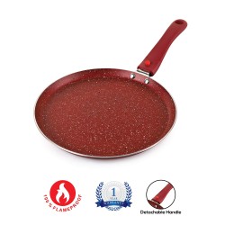 Cello Cookwell Non Stick Granite Dosa Tawa with Detachable Handle, Wine Red, Dia - 280mm