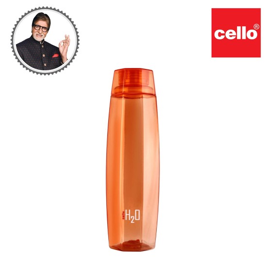 Cello H2O Octa 1 Litre Water Bottle, Orange - Plastic