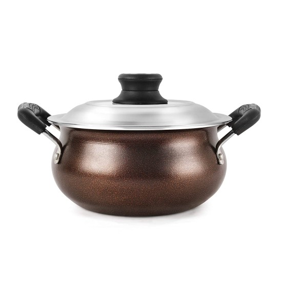 CELLO Non Stick Induction Compatible Gravy/Biryani Handi with Stainless Steel Lid, 1.5 Ltr, Brown, 1.5 Liter Visit the CELLO Store