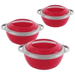 CELLO Casserole Set, Inner Steel, Insulated, Pink, Hot Flavour, 500 ml + 1L + 1.5l set of 3