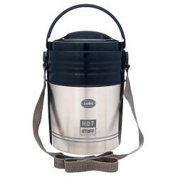 CELLO HOT Stuff-3 Stainless Steel Insulated Lunch Carrier,Colour- Grey,3 Containers