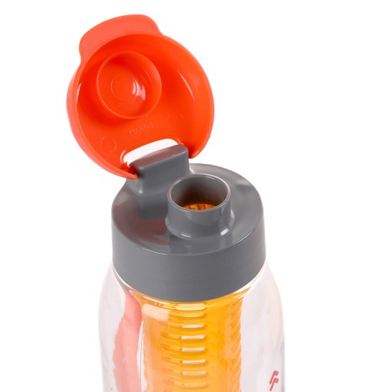 CELLO Infuse Plastic Water Bottle | Detox Bottle with Infuser Chamber | Leakproof Plastic Bottle with Wide Mouth Opening | Ideal for Gym, Office, Travel | 800ml, Orange