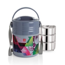 Cello Stainless Steel Lunch Box Set, 355ml, Set of 3, Grey