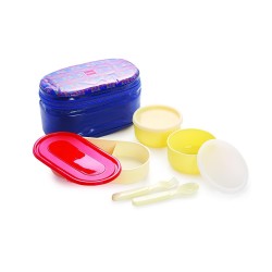 Cello Plastic Mega Bite 3 Container Lunch Packs, Blue