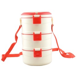 CELLO Plastic Merit 3 Insulated Food Carrier, Red, 500 milliliter