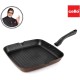 CELLO Aluminium Non Stick Grill Pan Square Black- Gas Stove Compatible Only , Maroon