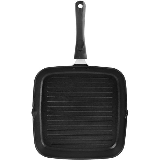 CELLO Aluminium Non Stick Grill Pan Square Black- Gas Stove Compatible Only , Maroon