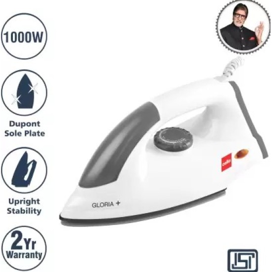 CELLO Plug N Press Gloria Plus 1000 W Dry Iron  (White)