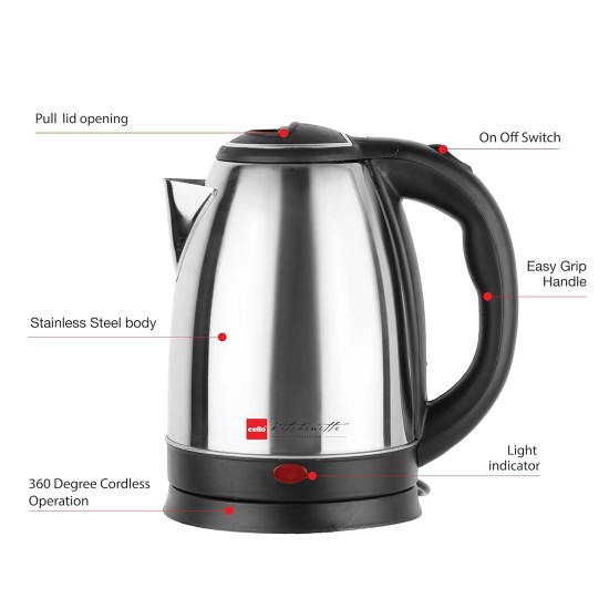 CELLO Quick Boil Pride Electric Kettle 1.8 Litre (Black)