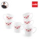 CELLO Ricca Mug 6 Pcs Set | Cups for Tea,Coffee,Espressoc| Thermal Resistant | Light Weight | Ideal Gifting Option | Red Rose Fantasy | 180ml