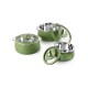 CELLO Royale Combo of 3 Casseroles with Insulated Stainless Steel and Glass Lid, (Capacity - 600+1100+1600ml), Green