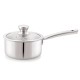 CELLO Induction Base Tri-Ply Pro Sauce Pan with Glass Lid, 2.2 Litre, 18 cm | Stainless Steel Cookware | 5 Year Warranty | Induction & Gas Base | Heavy Base | Silver