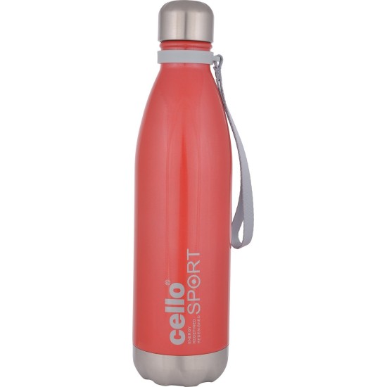 Cello Scout Stainless Steel Insulated Water Bottle with Wrist Strap | Double Walled Bottle | Leakproof | Ideal for Outdoor Activities, Office, Home & School, College | 500ml, Red