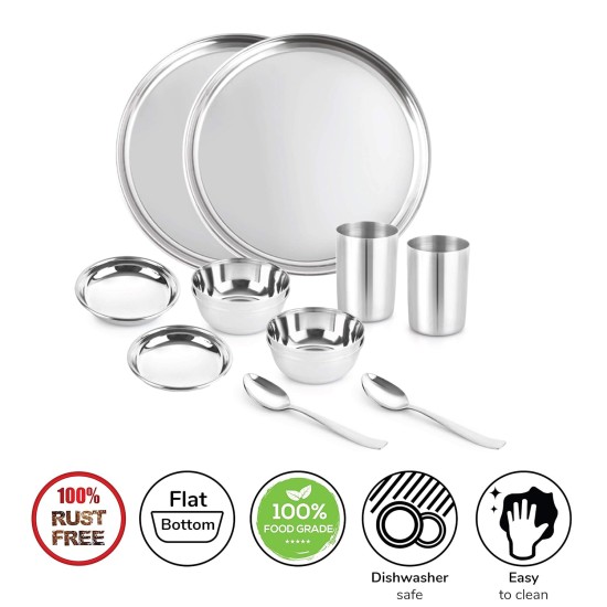 CELLO Steelox Stainless Steel Dinner Set, 12pcs, Silver