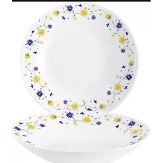 CELLO Soupy Noodle Set, Blooming Daisy, Set of 2, White, Half Plate  (Pack of 2)