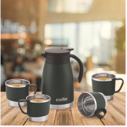 CELLO Welcome Gift Set | Kettle and Mug Set | Cup and Saucer Tea Set | Pack of 5 | Green