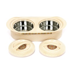 Cello Stainless Steel Wicker Twin Casserole 1000 each (Beige)