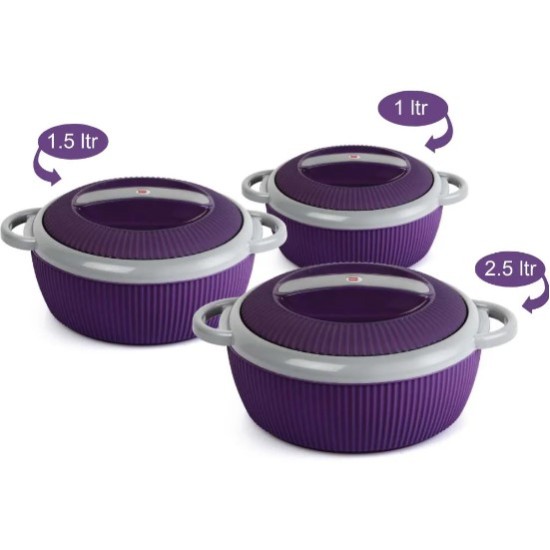 CELLO Wow Casserole Pack of 3 Thermoware Casserole Set  (500 ml, 1000 ml, 1500 ml)