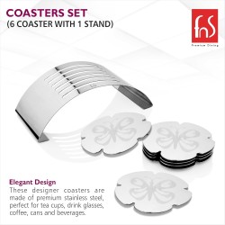 FnS Anemone Stainless Steel Butterfly Shape Coasters for Dining Table for Hot Pots - Coasters for Cups Durable and Long-Lasting (6 Coaster and 1 Stand)