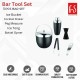 FnS International Pvt Ltd FnS Black Finish 5 Pc Bar Set (Ice Bucket. Cocktail Shaker, Peg Measurer, Ice Tong, Opener)