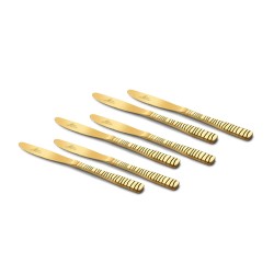 FNS Boston Stainless Steel Gold Dinner/Butter Knives (Set of 6) |Elegant Design |Durable Construction |Perfect for Home and Kitchen